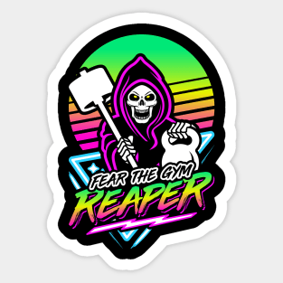 Fear The Gym Reaper Fitness Retro Neon Synthwave 80s 90s Sticker